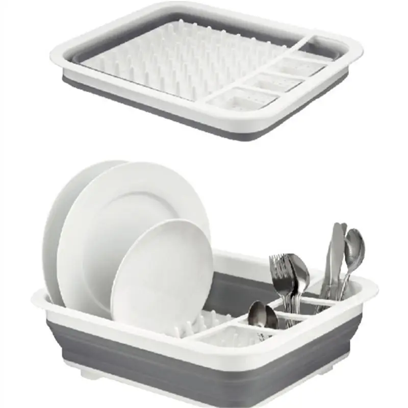 High quality kitchen multifunctional draining rack plastic silicone material foldable draining rack