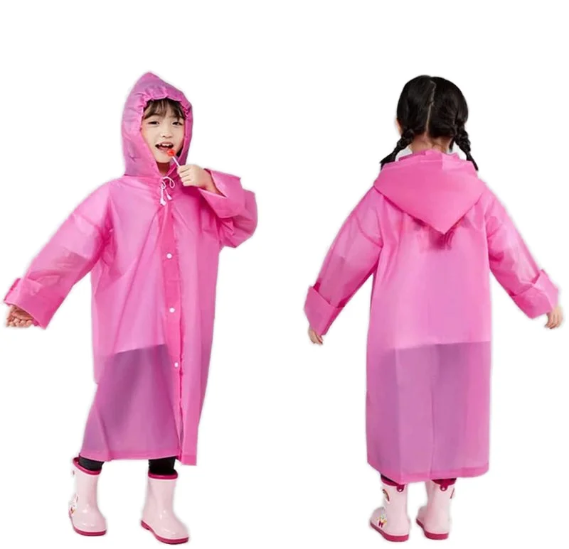 New Fashion Children Raincoat EVA Waterproof Thickened Rain Coat Reusable Transparent Rain Jacket Clear Kids Tour Rainwear Suit