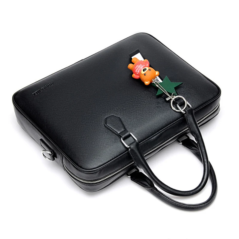 
2019 Vintage Luxury PU Pink Black Multifunction Business Bags Womens Waterproof Briefcase Leather Laptop Bag 