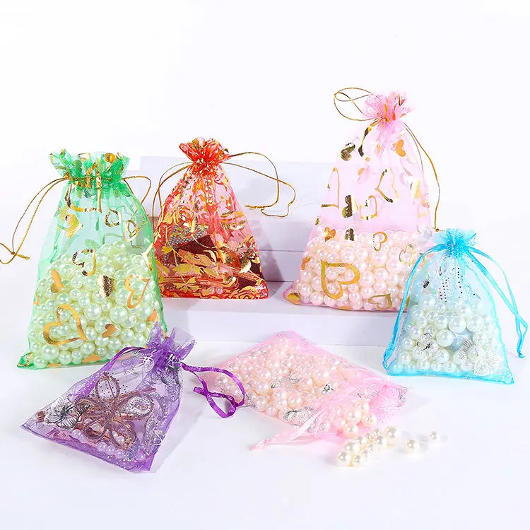 Custom Parfum Organza Bags For Rubine Cosmetic Gift Bags Hot Stamping Small Drawstring Bags Jewelry