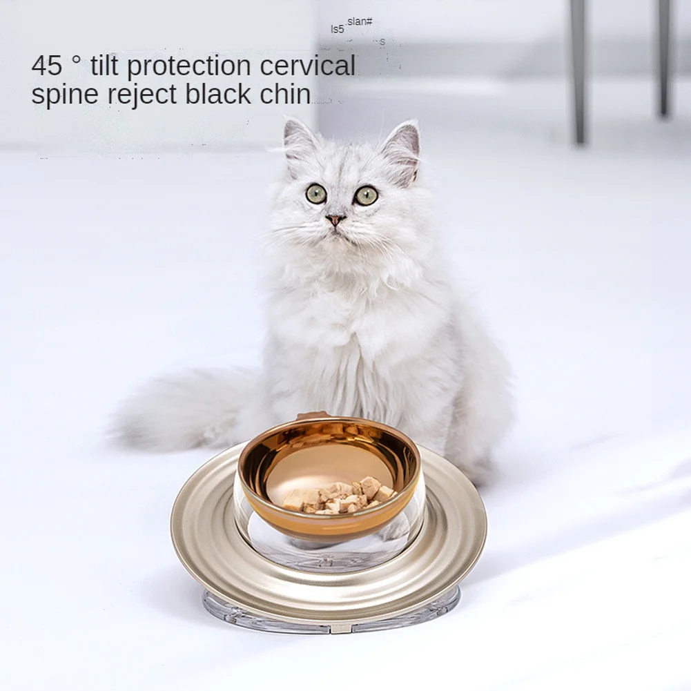 Elevated Cat Food Water Bowl 45 Degree Declined Pet Feeding Bowls 2in 1 For Cats Neck Care Tilted Stand Dishes Anti Vomiting