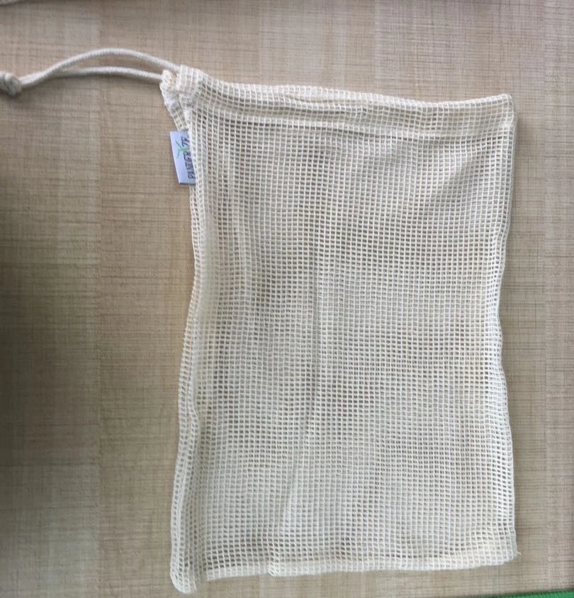 eco friendly reusable organic cotton mesh produce Net Mesh  Bag Home shopping bag sac coton bio cotton mesh drawstring bag