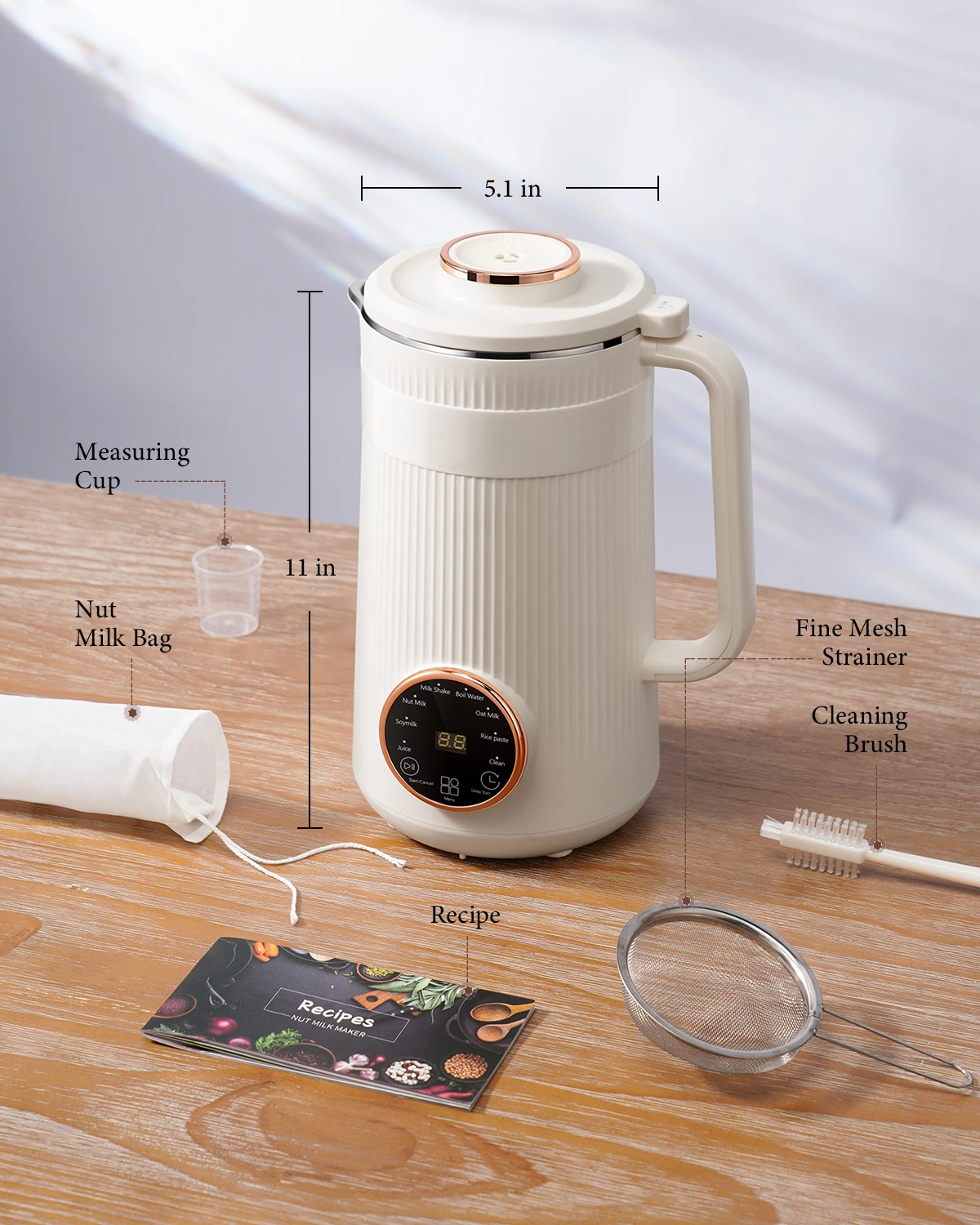 800W Powerful Automatic Soybean Milk Machine with Delay Start Keep Warm Boil Water Cream Multifunctional Milk Maker