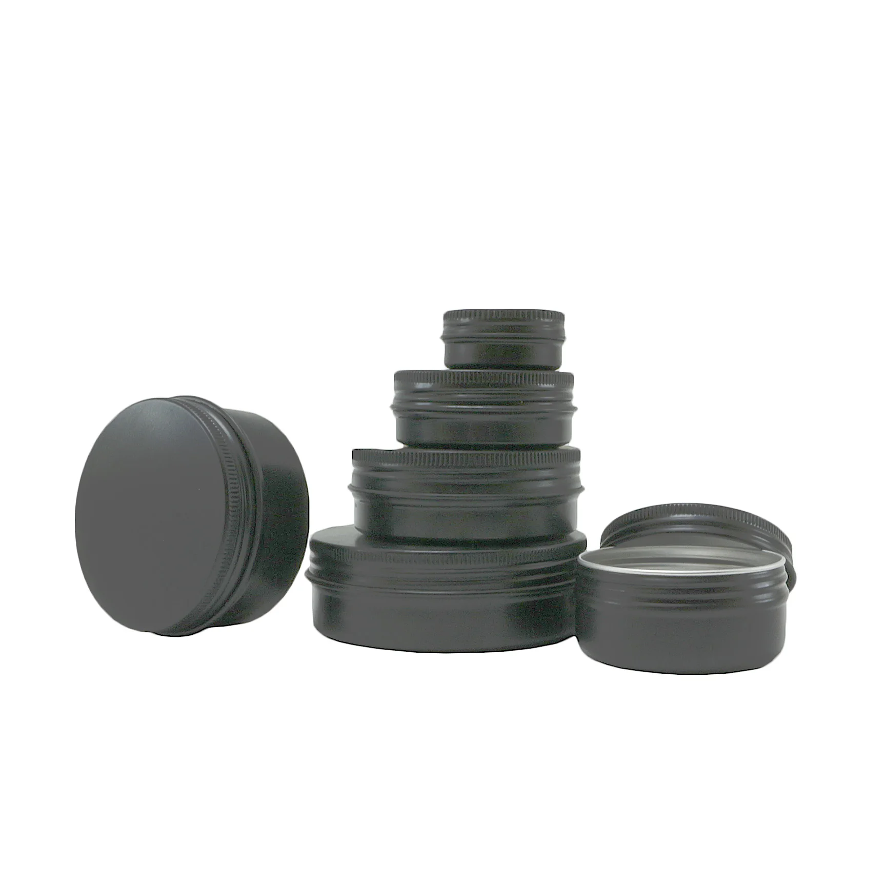 10ml 15ml 20ml 30ml 50ml 60ml 80ml 100ml 120ml matte black aluminum tin jar for wax AJ-932D