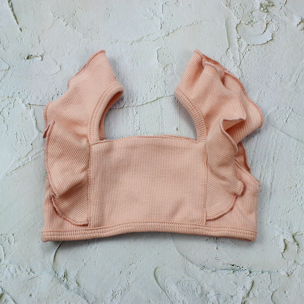 2022 Wholesale Swimwear Mini Soild  Flutter Tiny Bloomer two piece set Baby Girls Swimsuit Bikini