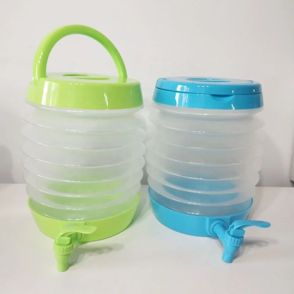 foldable plastic bottle 1gal for juice or water with tap keep item cooling chest bottle