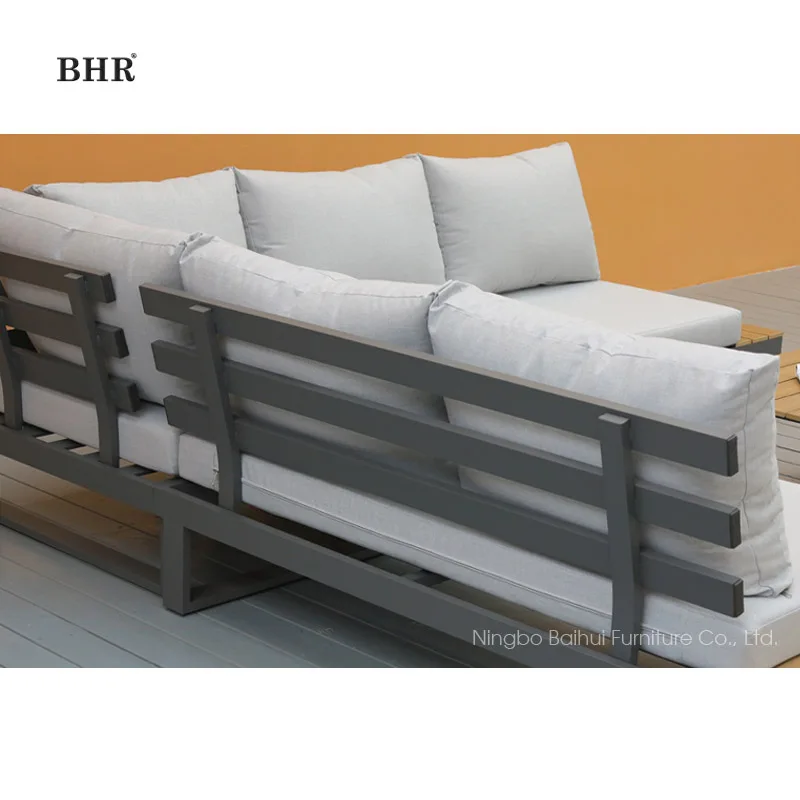 BHR Luxury Teak Wood Outdoor Furniture Garden Sofa L Shape Corner Sofa Hotel Set Sofa Furniture for Backyard Villa