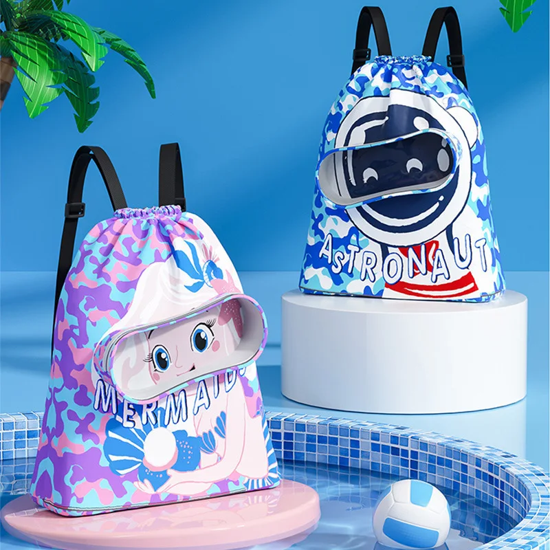 Wholesale waterproof Swimming sports backpack beach gym bag pocket Drawstring backpack