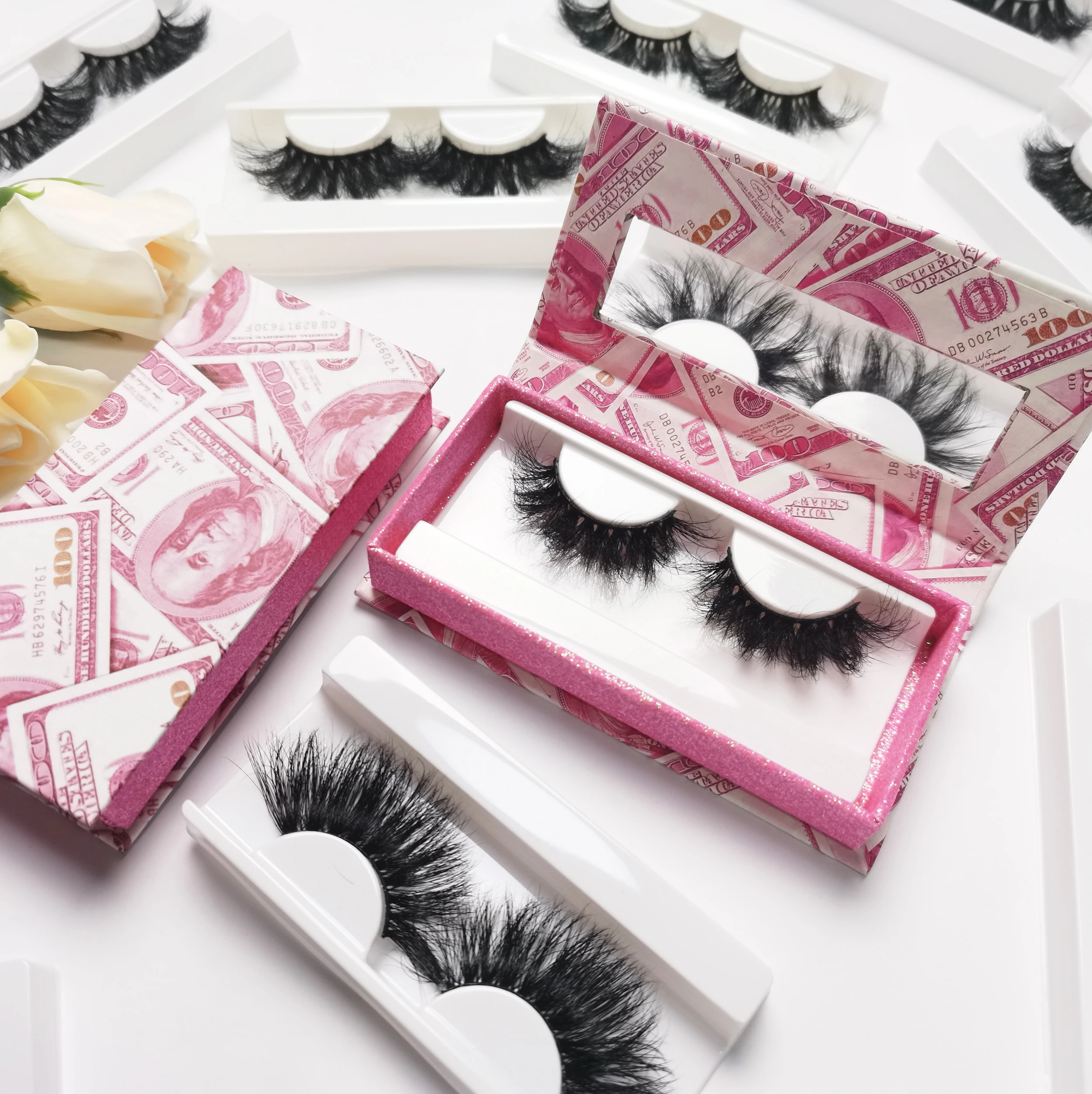 
Eyelash Vendor Custom Make Own Brand Lashes Private Label Real Mink Lashes 15-20mm 5d 3d Mink Eyelashes 