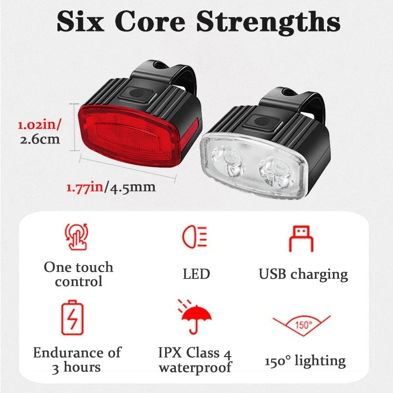 BUCKLOS LED Bicycle Tail Light USB Rechargeable Bike Red Light IPX4 Waterproof Road Mountain Bike Front and Rear Light