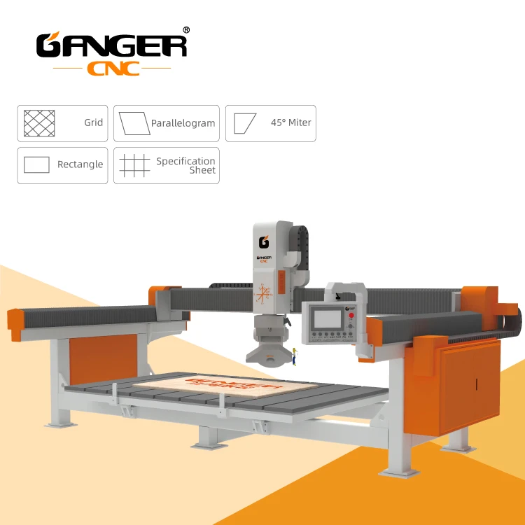 GANGER CNC Stone Fabrication Granite Slab Cutter Quartz Pieces Cut Automatic Marble Cutting Machinery