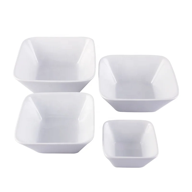 Wholesale white hotel restaurant square ceramic rice soup salad bowl