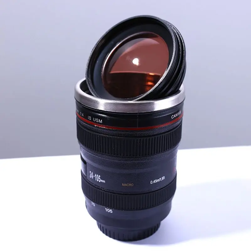 Amazon hot sale eco friendly stainless steel lens coffee cup 400ml DSLR camera lens mug with custom logo