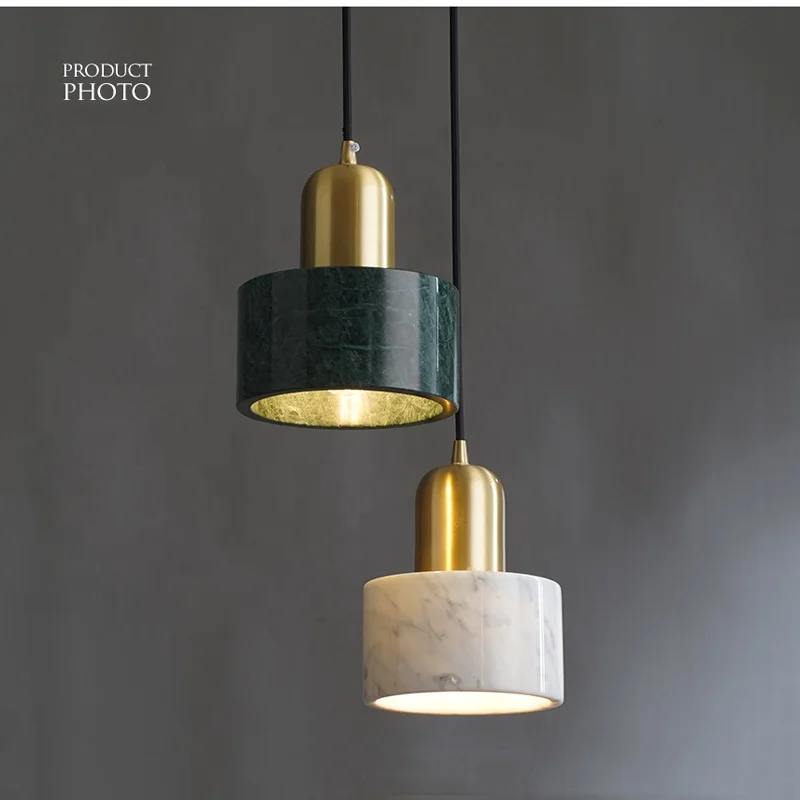 E27 Marble Single Head Pendant Light Nordic Minimalist Metal Light Luxury Hanging Light Bedroom Bedside Store Hotel Bar Lamps