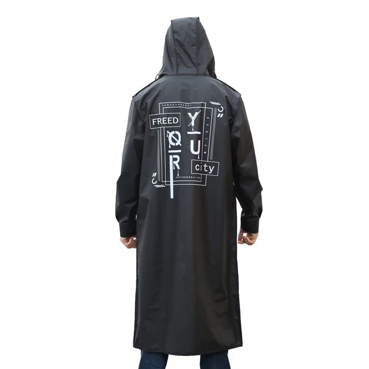 wholesale Fashionable New Design EVA 0.16mm black reusable plastic raincoat for adult