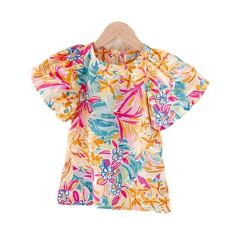 
2021 summer new Korean puff sleeve fashion camouflage skirt Princess Dress Girls dresses 