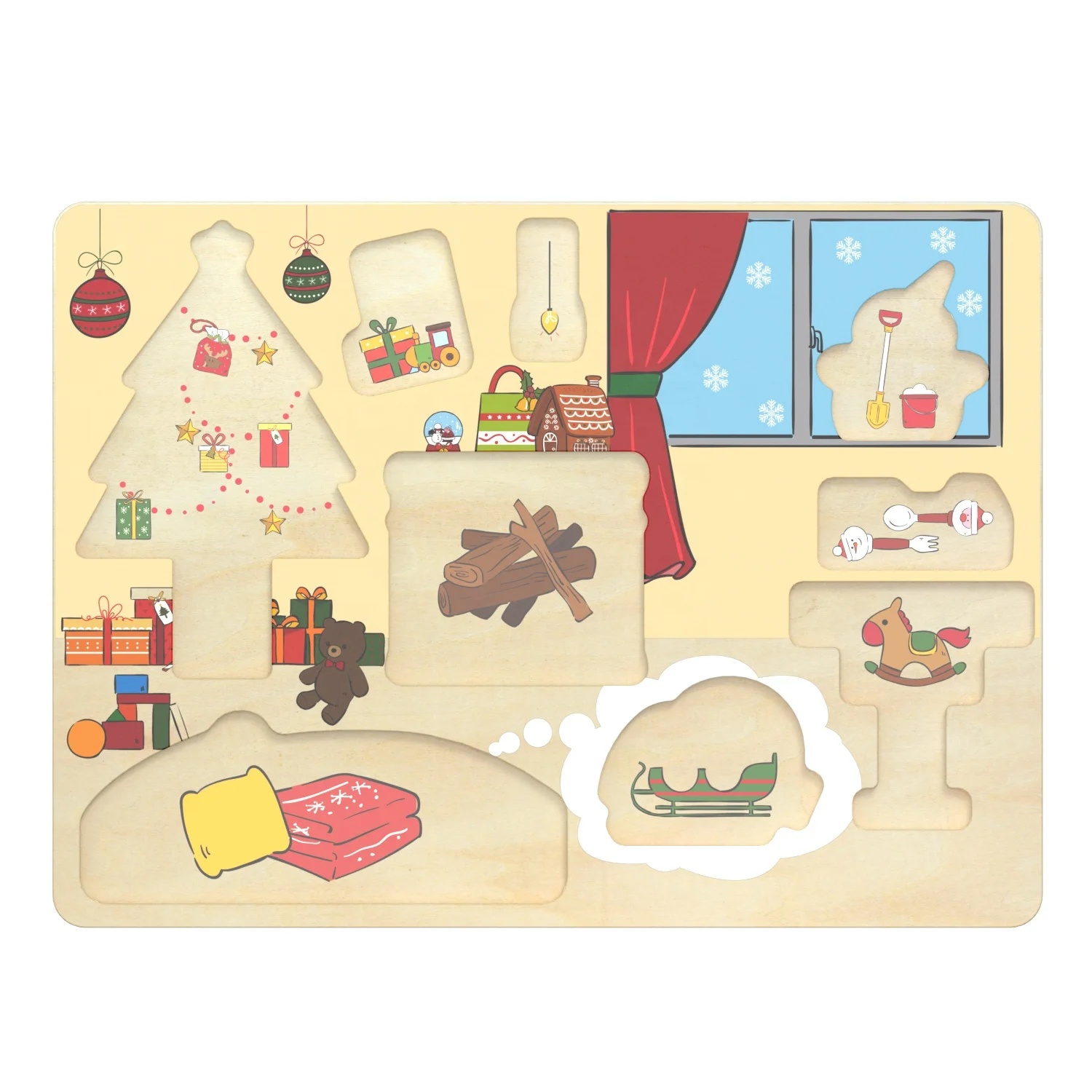 Children Educational Toys Puzzle Jigsaw Wooden Toys Montessori Early Learning Christmas Puzzle Toys