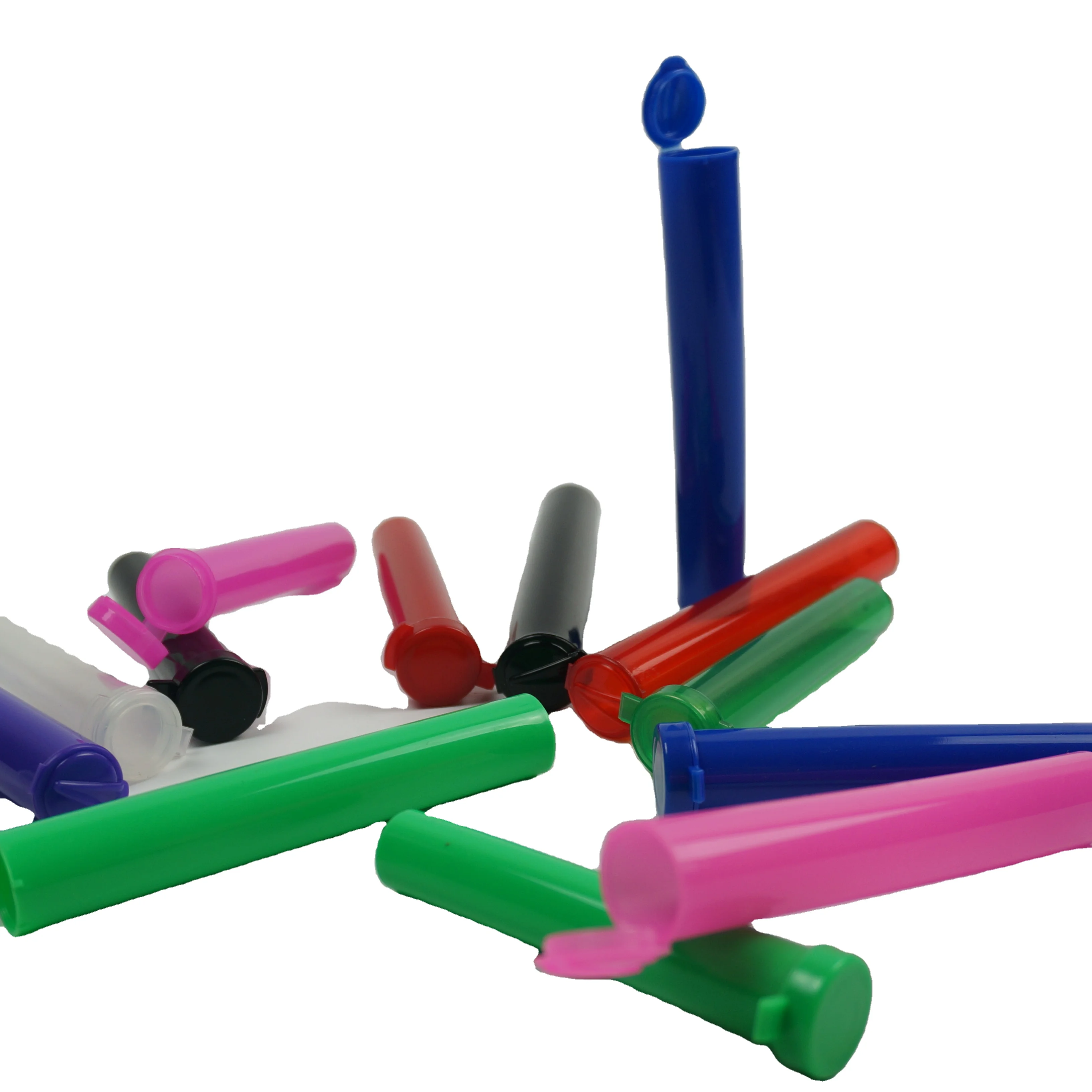 Plastic Flip Top Rolling Paper Smoking Accessories Acrylic Pre Storage Cone Packaging Tube with Cap