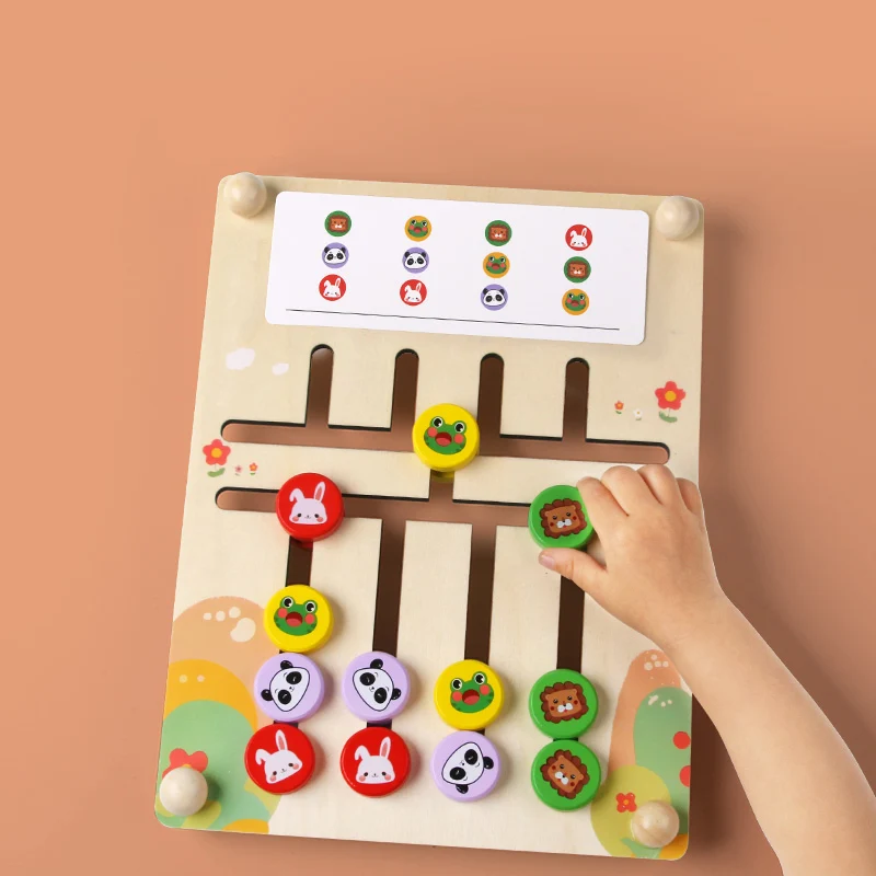 Оптовая продажа Новая цветная игрушка детская обучающая игра деревянная Четырехцветная логическая доска