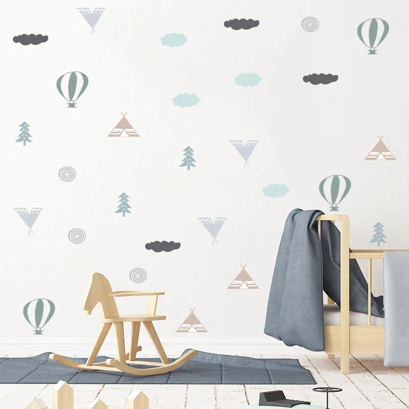 Cartoon hot air balloon bathroom stickers waterproof for wall sticker for kids room decorative
