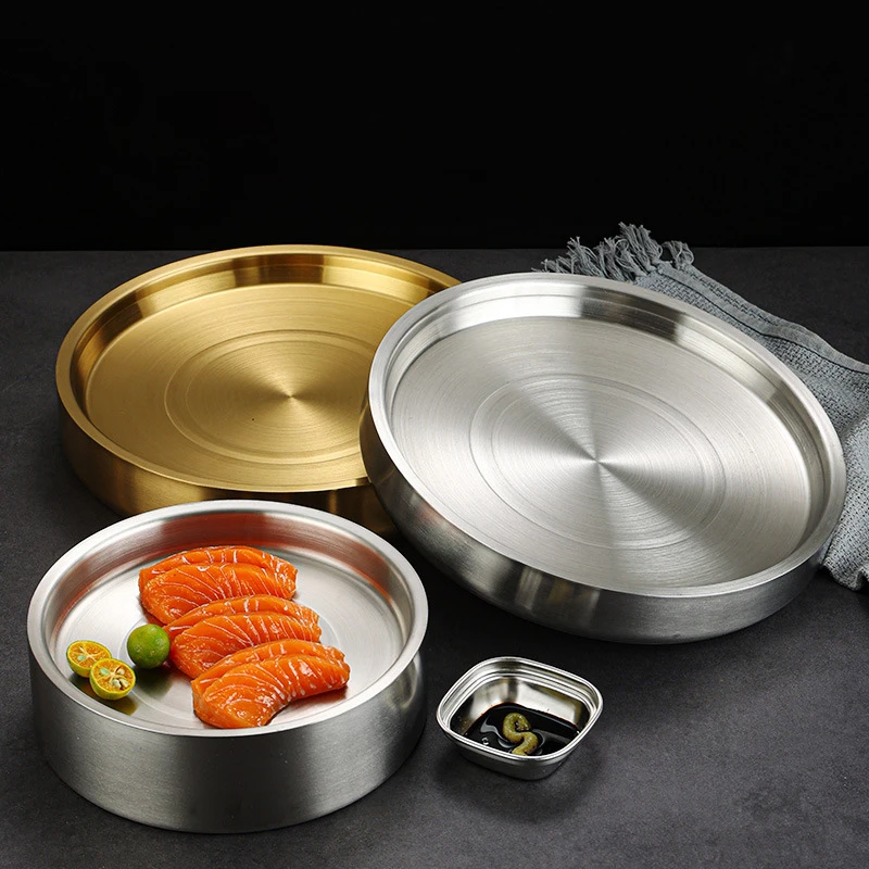 New 304 Stainless Steel Restaurant Ice Plate Seafood Sushi Salmon Sashimi Serving Dish Chill Seafood Tray