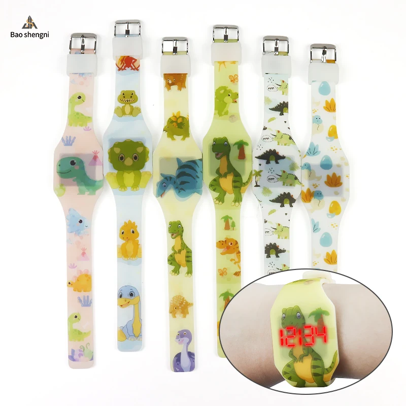 Digital silicone watch girl luminous watches night sparkling LED display waterproof wristwatch