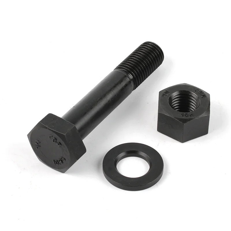 DIN 931 Alloy Steel Black Oxide Half Thread Hex Hexagon Head Bolt And Hex Nut And Washer
