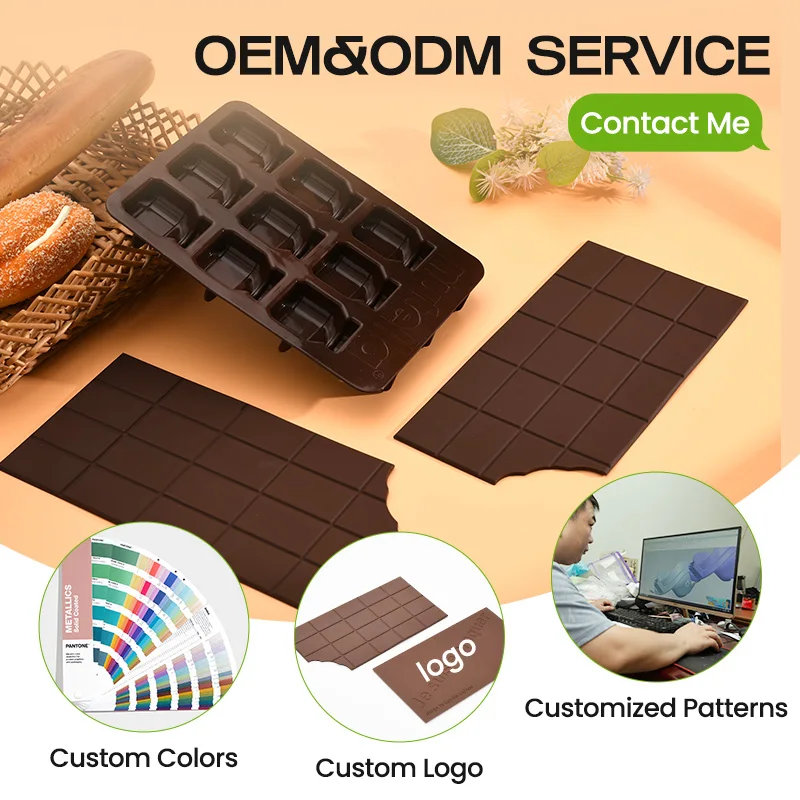 Non Stick Customized Logo Size 3D Silicone Chocolate Candy Molds Ice Cube Tool for Cakes With Logo