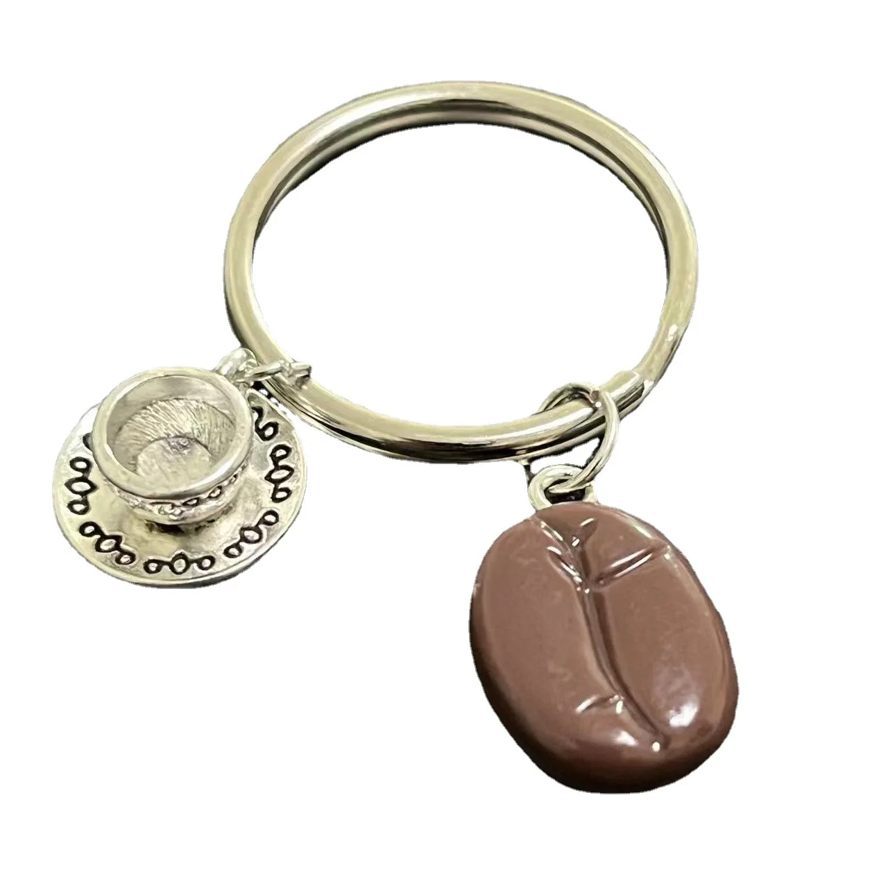 New Product Coffee Beans Coffee Cup Bell Key Creative Unique Coffee Key Chain Jewelry Gift Cafe Keychain