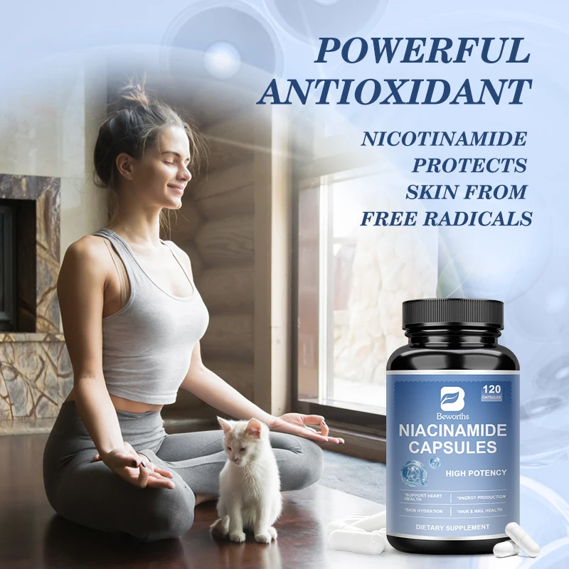 60 шт. Водорастворимые витамины группы B ниацин Ниацинамид капсула для здоровья кожи