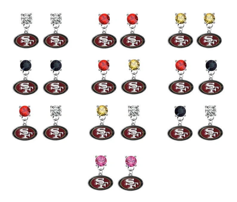 Wholesale Women Hypoallergenic Jewelry Earrings Football team logo sports series Enamel customized Earrings