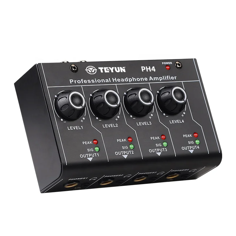 TEYUN PH4 mini  Mixer audio 4 Channel headphone distributor mobile phone computer Audio Mixer