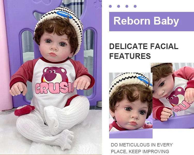 22 Inch Bebe Reborn 3D Painted Skin Newborn Baby Doll munecas para ninas reborn doll muneca reborn bebe reborn