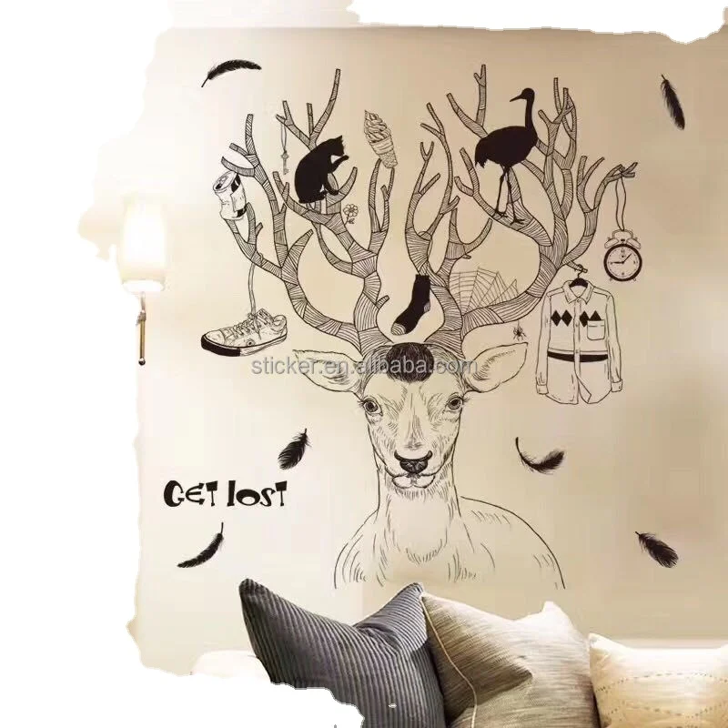 home decoration 3d elk Korea vinyl wall sticker