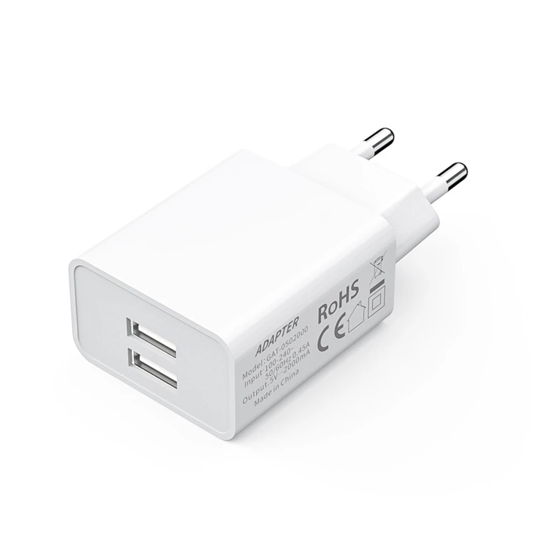 Manufacturer Supplier Ce 2 Usb Ports 5v 2a Travel Portable Universal Phone Wall Charger Adapter