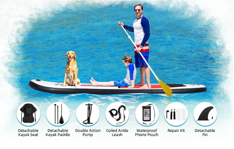 Portable Inflatable Wave Rider Paddle Surf Board for Water Sports Stand-Up Paddleboarding & Accessories for Touring Sup