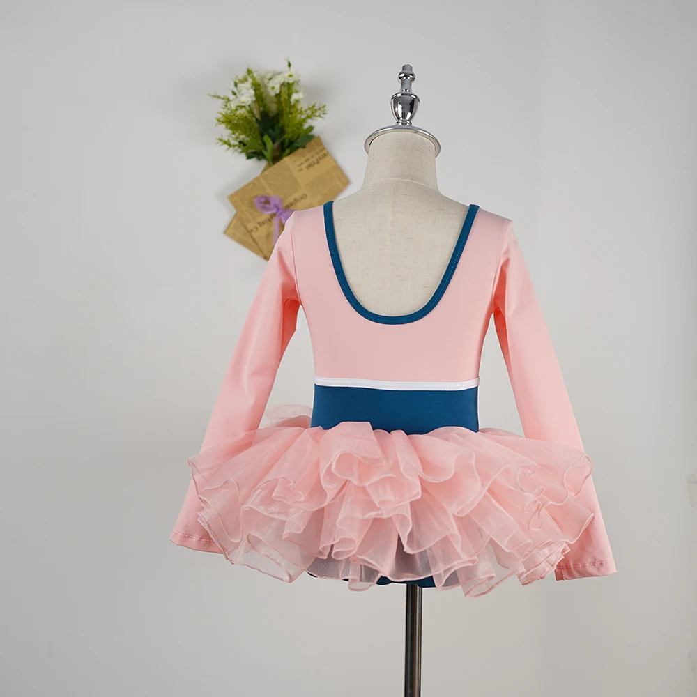 Hot sales popular fashionable wholesale long sleeves modern dance gymnastic color splicing leotards