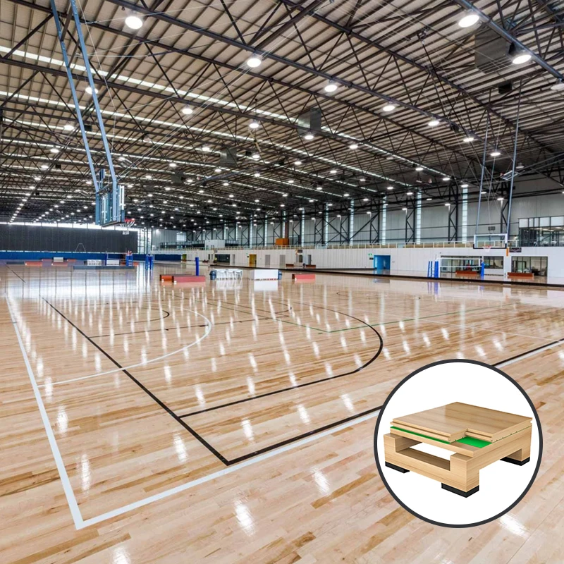 Basketball Court Sports Flooring Maple Solid Wood T&G Indoor Sports Venue Use Shock Absorption Wood Sports Flooring