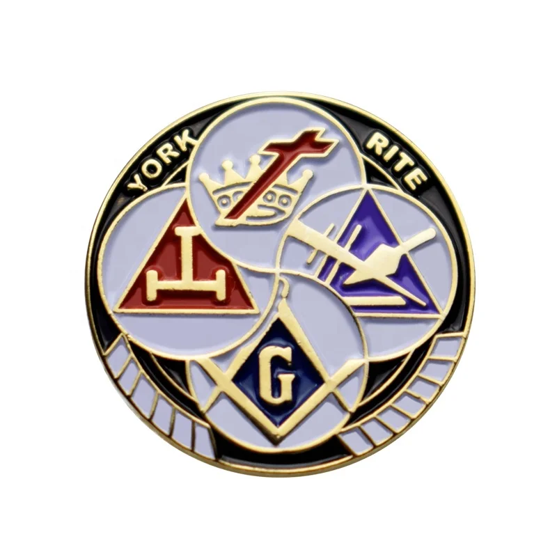 2022 Custom Masonic Soft enamel High quality and best price Round lapel pin badges with clutch