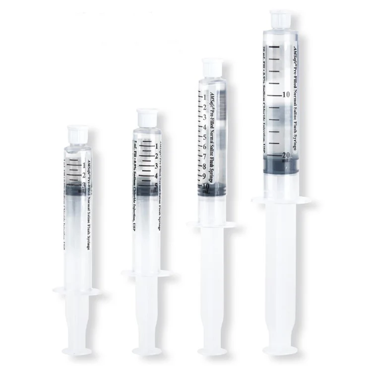 Amsino factory supply disposable plastic Saline Pre-filled IV Flush Syringe with standard plunger rod 3ml 5ml 10ml