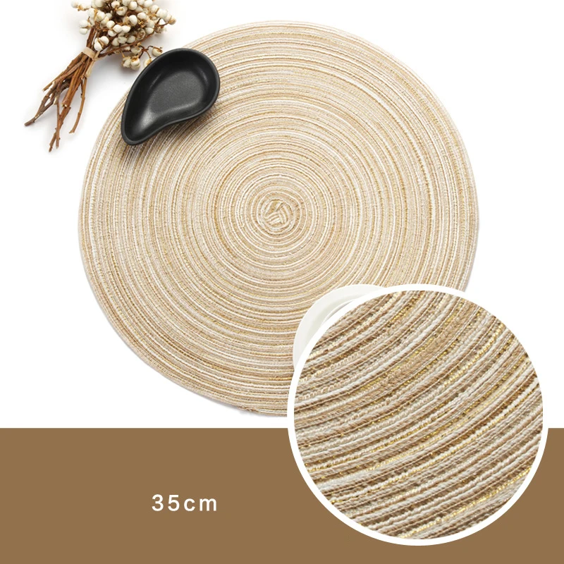 Cotton Yarn Placemats Table Natural Round Pvc Woven Vintage Dining Table Decorative Placemat