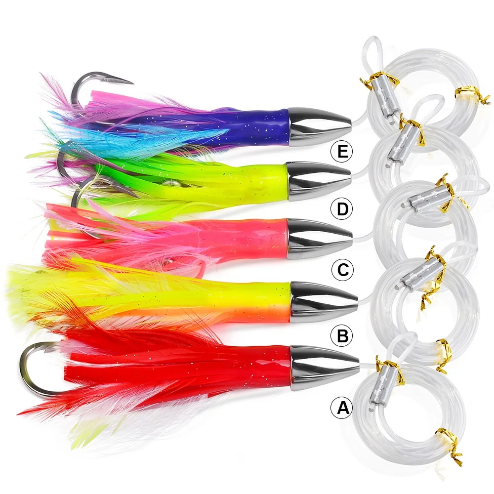 Metal Trolling Skirt Tuna Lures 15cm/48g Sinking Boat Biomimetic Squid Lure Bait Bird Tuna Mahi Sea Trolling Fishing Bait
