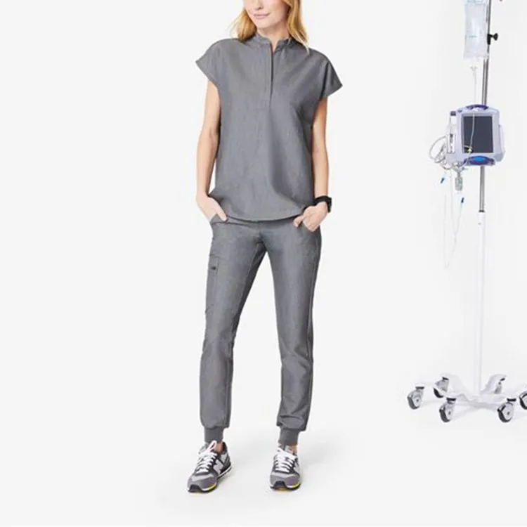 
Silver Color Fashion Popular Surgical Jogger Scrub Set For Women 