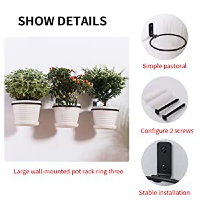 6 in black metal wall mounted flower pot ring bracket holders over the rail fence flowers plant holder balcony hanging brackets