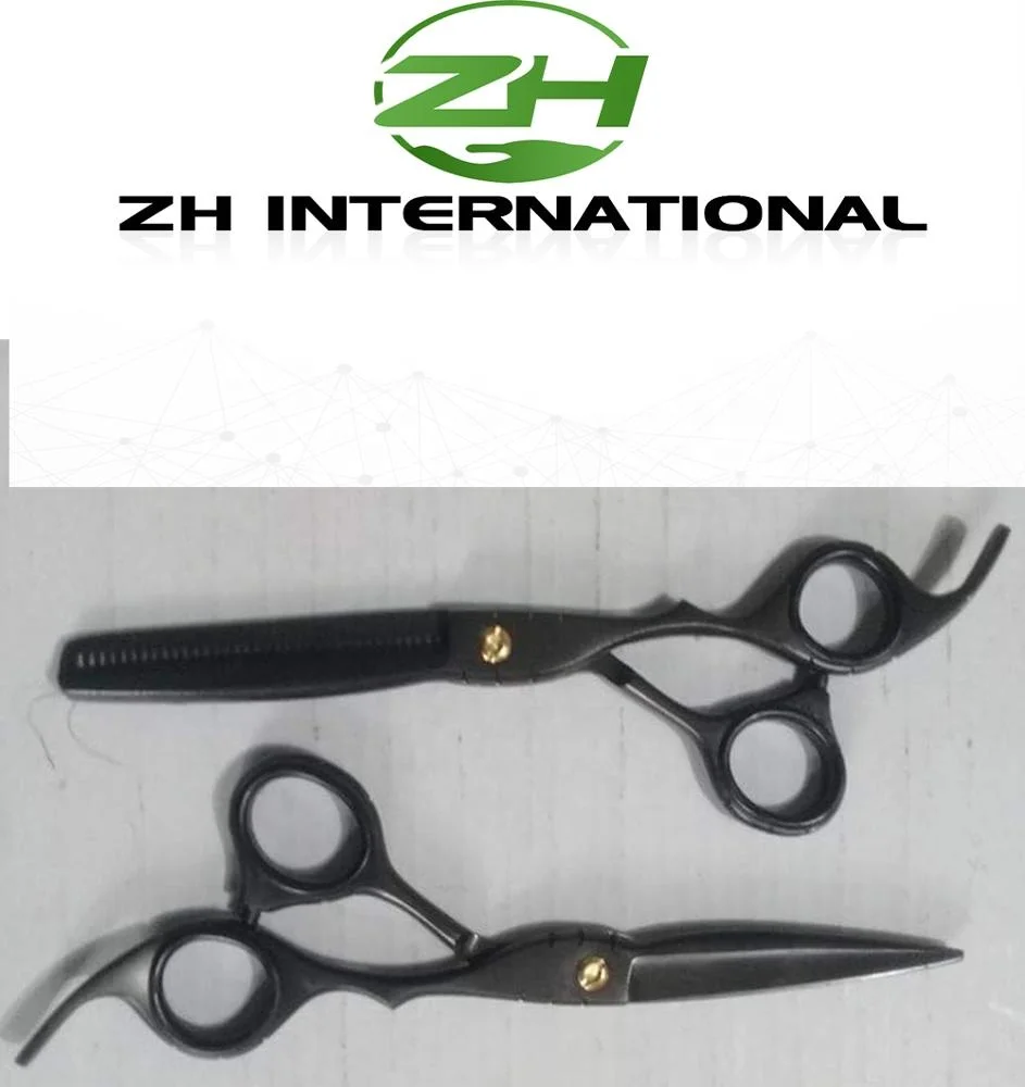 Custom Different Kinds Types Professional Salon BLACK Colorful Long Round Corner Tip Handles Curved Blade Hair Scissors