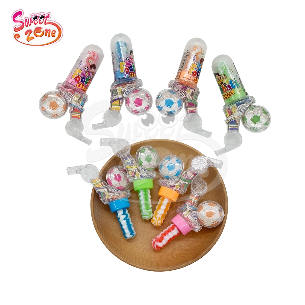 Wholesale oem plastic football whistle shape nipple hard candy with powder candy
