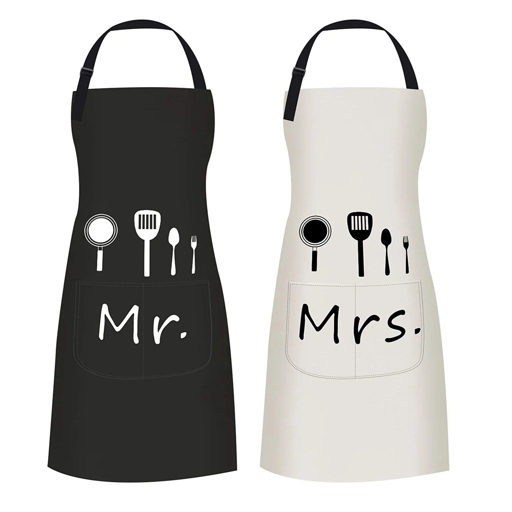 OEM&ODM Cotton Couple His and Her Adjustable Cooking Apron Set Kitchen