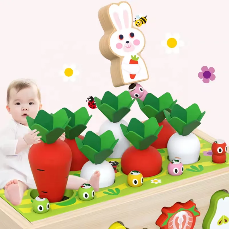 Best Selling Magnetic Fishing Wooden Radish Fruit Cart Toy Shape Matching Blocks Montessori Educational Toys For Children