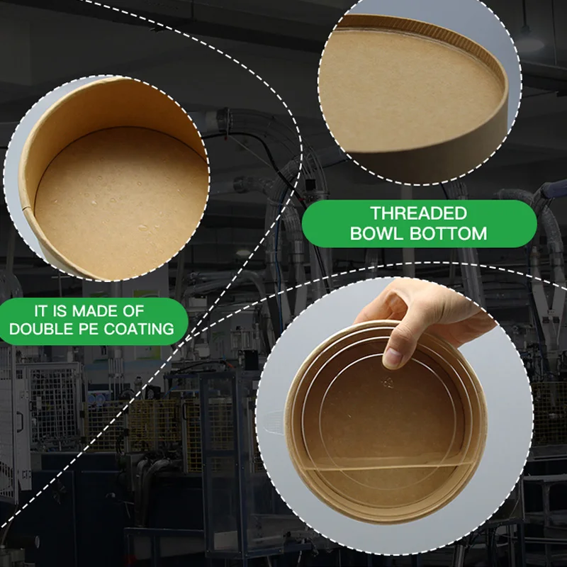 zhejiang paper papier  eco packaging 1100ml kraft paper containers 32oz bowl paper food cups vasos de papel para cafe