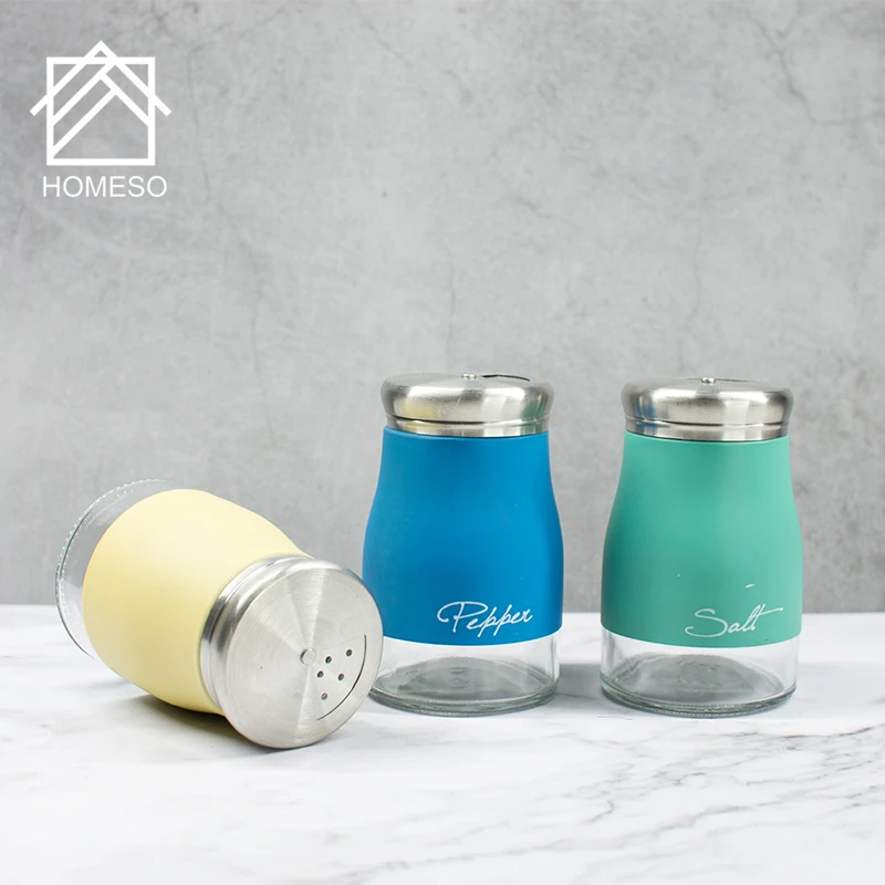 Hot Selling  Kitchen Seasoning Storage Salt And Pepper Shaker Spices Glass Jars